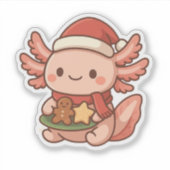 Cute Christmas Axolotl Sticker | Kawaii Holiday シール (正面)