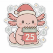 Cute Christmas Axolotl Sticker | Kawaii Holiday シール (正面)