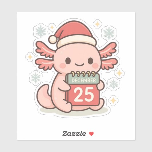Cute Christmas Axolotl Sticker | Kawaii Holiday シール (シート)