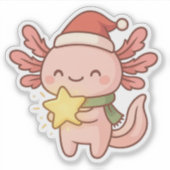Cute Christmas Axolotl Sticker Kawaii Star Holiday シール (正面)