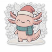 Cute Christmas Axolotl Sticker | Kawaii Winter シール (正面)