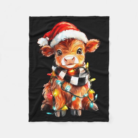Cute Christmas Baby Highland Cow F Thanksgiving  フリースブランケット (正面)