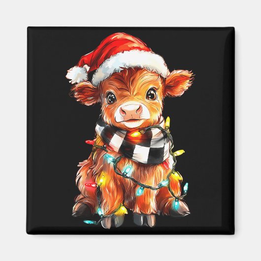 Cute Christmas Baby Highland Cow F Thanksgiving  マグネット (正面)