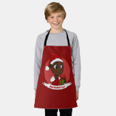 Cute Christmas baby with a present and Santa's hat エプロン (着用した状態)