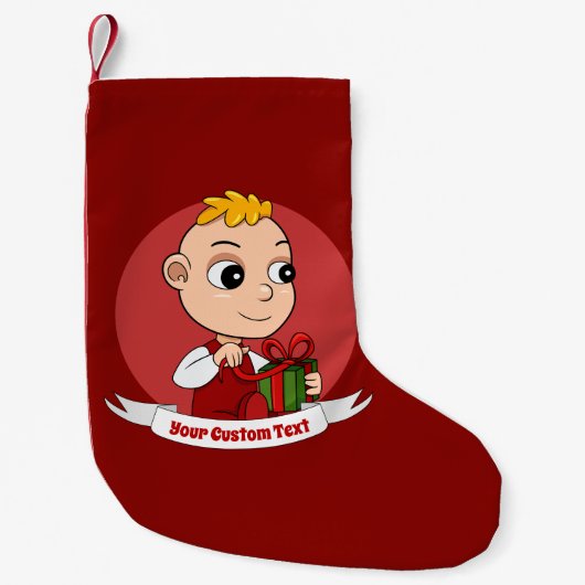 Cute Christmas baby with blond hair cartoon スモールクリスマスストッキング (正面)