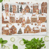 Cute Christmas Baking Crew Gingerbread Man Houses  キッチンタオル (折り畳み)