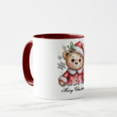 Cute Christmas Bear and Snowflakes Baby Shower  マグカップ (正面左)