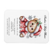 Cute Christmas Bear and Snowflakes Baby Shower マグネット (横)