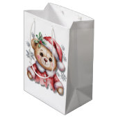 Cute Christmas Bear and Snowflakes Baby Shower ミディアムペーパーバッグ (裏面アングル)