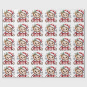 Cute Christmas Bear and Snowflakes Baby Shower  ラッピングペーパー (フラット)