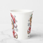 Cute Christmas Bear and Snowflakes Baby Shower 紙コップ (右)