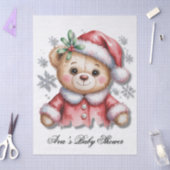 Cute Christmas Bear and Snowflakes Baby Shower 薄葉紙 (クラフト)