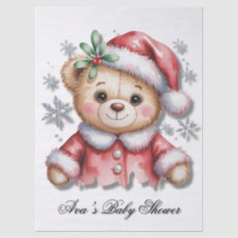 Cute Christmas Bear and Snowflakes Baby Shower 薄葉紙