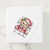 Cute Christmas Bear and Snowflakes Thank You フェイバータグ (インサイチュ)