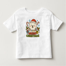 Cute Christmas Bear Illustration トドラーTシャツ