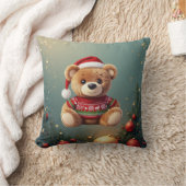 Cute Christmas Bear Pillow クッション (ブランケット)