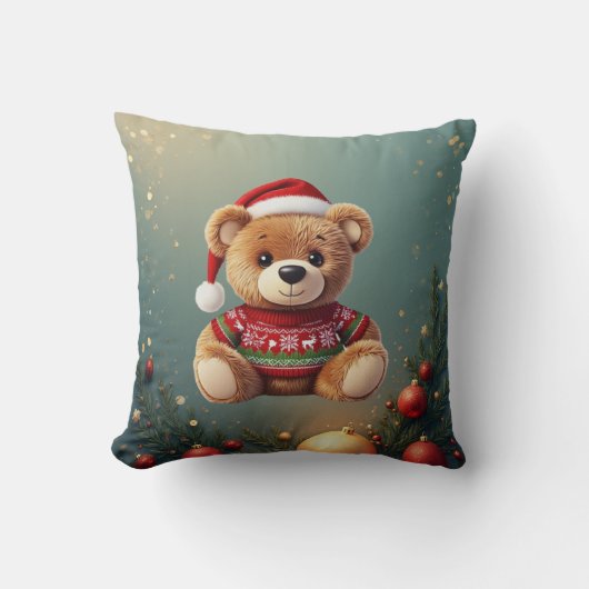 Cute Christmas Bear Pillow クッション (正面)