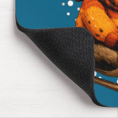 Cute Christmas Bear Sledding In Snow Funny Winter  マウスパッド (コーナー)