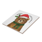 Cute christmas bear with santa hat タイル (側面)