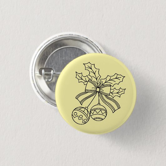 Cute Christmas bell Line Art 缶バッジ (正面&裏面)