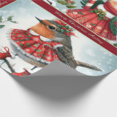 Cute Christmas Birds Wrapping Paper ラッピングペーパー (角)