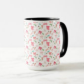Cute Christmas Bow & Candy Cane Pattern Mug マグカップ (正面右)