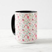 Cute Christmas Bow & Candy Cane Pattern Mug マグカップ (正面左)