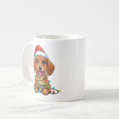 Cute Christmas Brown Dachshund Mug コーヒーマグカップ (正面左)