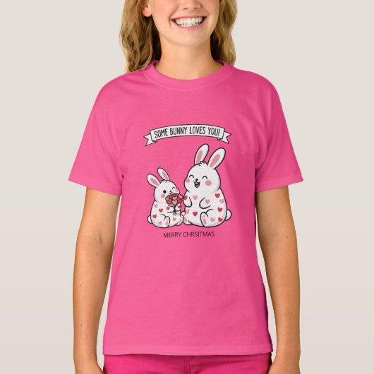 Cute Christmas Bunny Kids T-Shirt  Tシャツ (正面)