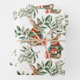 Cute Christmas Bunny Wrapping Paper ラッピングペーパーシート