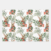 Cute Christmas Bunny Wrapping Paper ラッピングペーパーシート (正面)