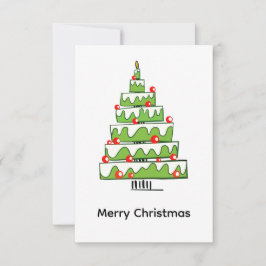 Cute Christmas Cake Tree  – Minimal Holiday  サンキューカード