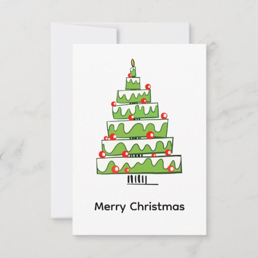 Cute Christmas Cake Tree  – Minimal Holiday  サンキューカード (正面)