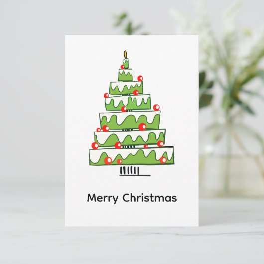 Cute Christmas Cake Tree  – Minimal Holiday  サンキューカード (スタンド正面)