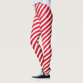 Cute Christmas Candy Cane Glitter Stripped Pattern レギンス (左)