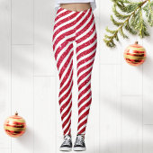 Cute Christmas Candy Cane Glitter Stripped Pattern レギンス