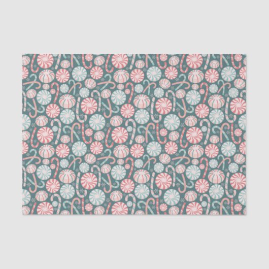 Cute Christmas Candy Canes Abstract Pattern 薄葉紙 (正面)