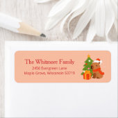 Cute Christmas Capybara Return Address ラベル (インサイチュ)