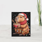 Cute Christmas Capybara With Ramen Bowl Holiday Te カード (正面)