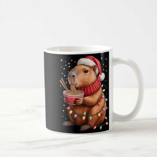 Cute Christmas Capybara With Ramen Bowl Holiday Te コーヒーマグカップ (右)