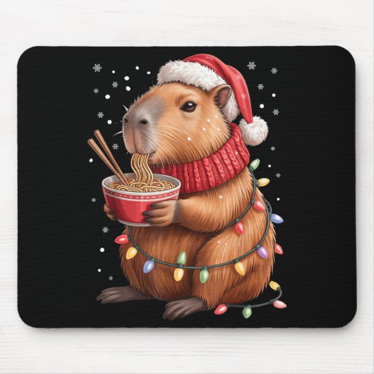 Cute Christmas Capybara With Ramen Bowl Holiday Te マウスパッド (正面)