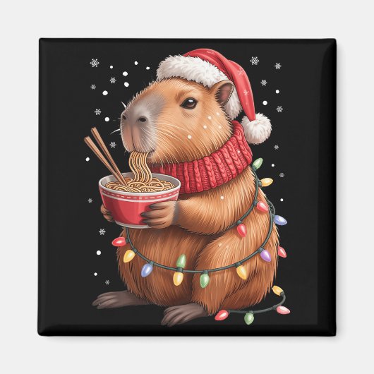 Cute Christmas Capybara With Ramen Bowl Holiday Te マグネット (正面)