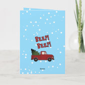 Cute Christmas card for kids. Red truck with tree シーズンカード (裏面)