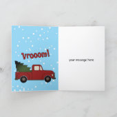 Cute Christmas card for kids. Red truck with tree シーズンカード (内部)