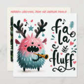 Cute Christmas Caroler "fa la fluff" シーズンカード (正面/裏面)