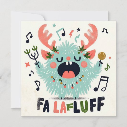 Cute Christmas Caroler "fa la fluff" シーズンカード (正面)