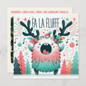 Cute Christmas Caroler "fa la fluff" シーズンカード (正面/裏面)