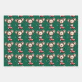 Cute Christmas Cartoon, Animals, Elf, Winter ラッピングペーパーシート (正面2)