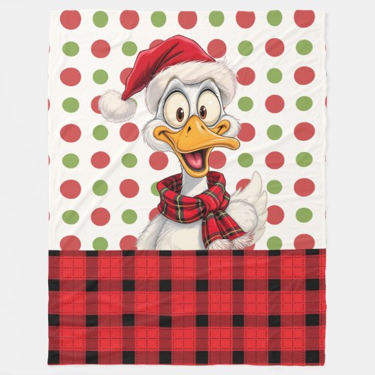 Cute Christmas Cartoon duck フリースブランケット (正面)