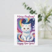 Cute Christmas Cat Calendar 2025 Personalized シーズンポストカード (スタンド正面)